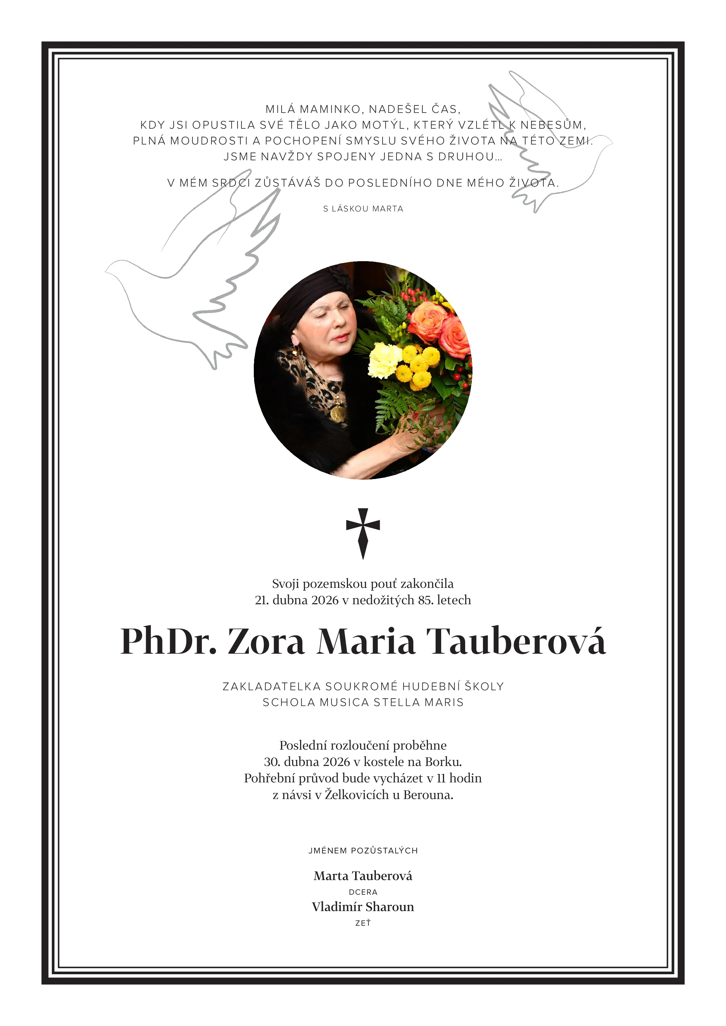 Parte PhDr.Zora Maria Tauberova